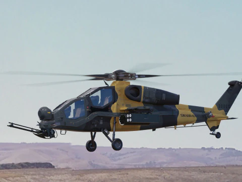 Atak T129 Helicopter-Rigged - with Cocpit-Changeable decal-text 3D Model