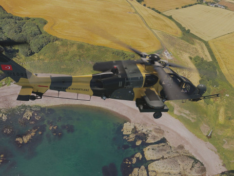Atak T129 Helicopter-Rigged - with Cocpit-Changeable decal-text Modelo 3D