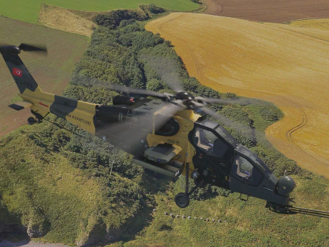 Atak T129 Helicopter-Rigged - with Cocpit-Changeable decal-text 3D Model