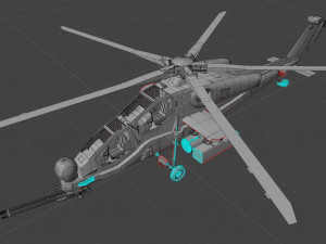 Atak T129 Helicopter-Rigged - with Cocpit-Changeable decal-text Modelo 3D