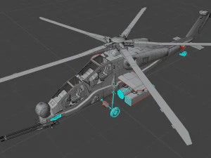 Atak T129 Helicopter-Rigged - with Cocpit-Changeable decal-text 3D Model
