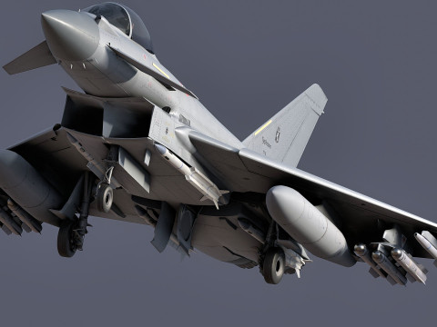 Euro Fighter Typhoon with High Resolution Cocpit - Fully Rigged Modello 3D