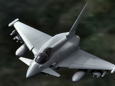 Eurofighter Typhoon met cockpit met hoge resolutie - volledig uitgerust 3D Model