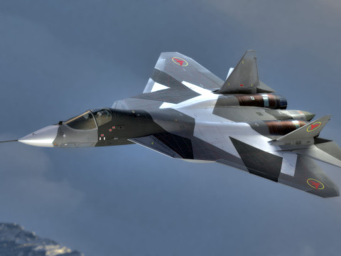 SU57 Felon-TopGun with Cocpit-High Resolution Textured-Fully Rigged 3Dモデル