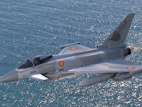 Qatar EuroFighter Typhoon with High Resolution Cocpit Model 3D