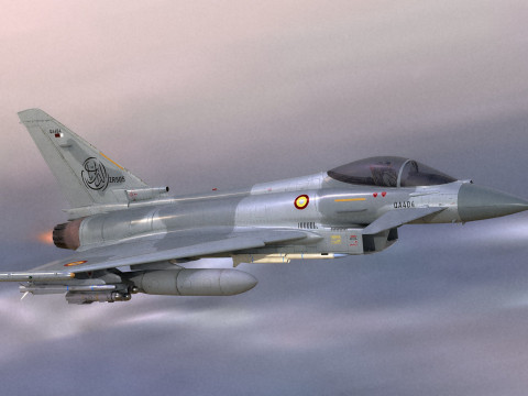 Qatar EuroFighter Typhoon with High Resolution Cocpit Model 3D