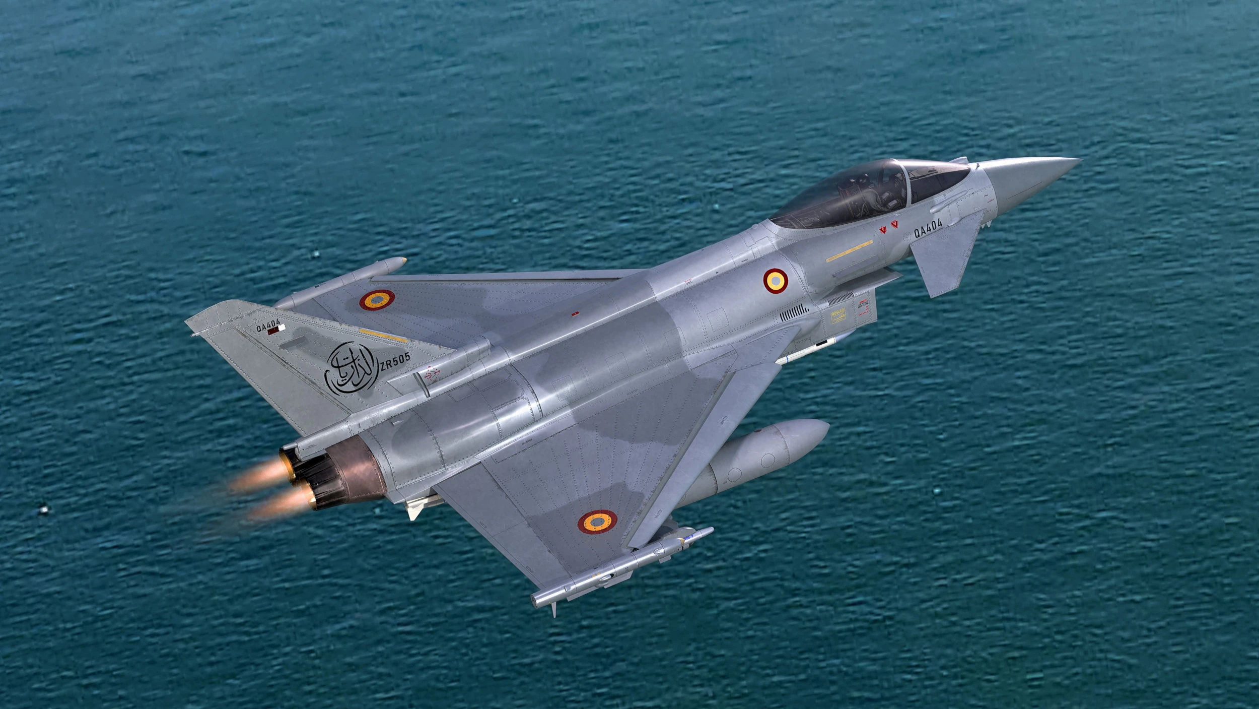 Qatar EuroFighter Typhoon with High Resolution Cocpit 3D Model .c4d .max .obj .3ds .fbx .stl .blend