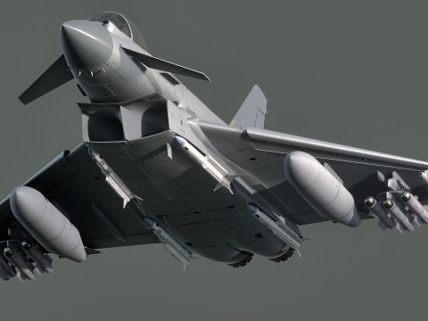 Qatar EuroFighter Typhoon with High Resolution Cocpit Model 3D
