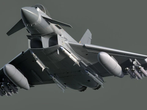 Qatar EuroFighter Typhoon with High Resolution Cocpit 3D Model