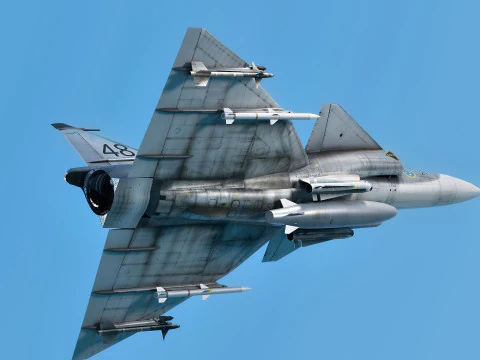 Saab 37 Viggen com Cocpit de alta resolu&ccedil;&atilde;o - v&aacute;rios decalques Modelo 3D