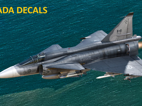 Saab 37 Viggen with High Resolution Cocpit - Multiple Decals 3D Model