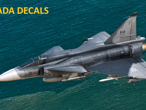 Saab 37 Viggen com Cocpit de alta resolu&ccedil;&atilde;o - v&aacute;rios decalques Modelo 3D
