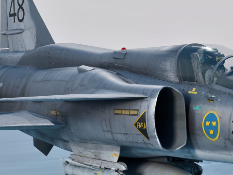Saab 37 Viggen with High Resolution Cocpit - Multiple Decals 3D Model