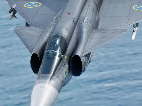 Saab 37 Viggen com Cocpit de alta resolu&ccedil;&atilde;o - v&aacute;rios decalques Modelo 3D