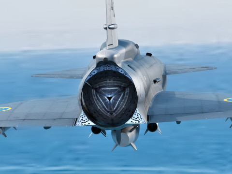 Saab 37 Viggen with High Resolution Cocpit - Multiple Decals 3D Model
