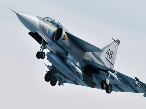 Saab 37 Viggen with High Resolution Cocpit - Multiple Decals 3D Model