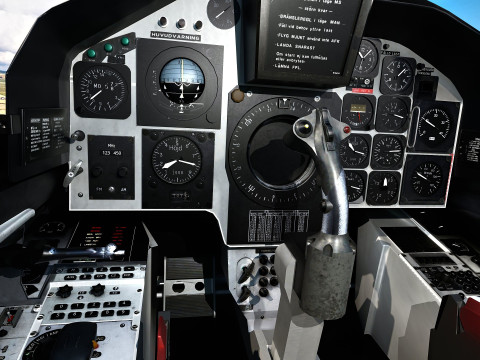 Saab 37 Viggen with High Resolution Cocpit - Multiple Decals 3D Model