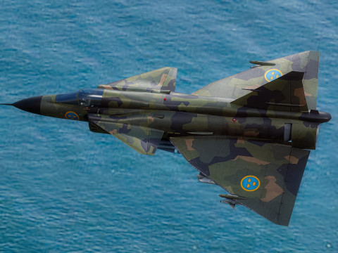 Saab 37 ViggenForest-High Quality Textures with Cocpit-Fully Rigged Modèle 3D