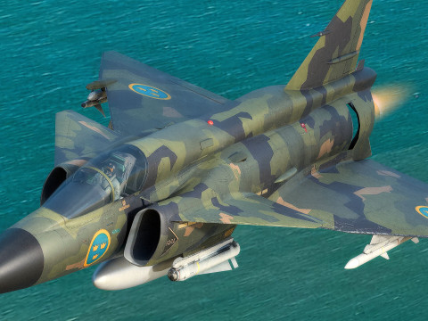 Saab 37 ViggenForest-High Quality Textures with Cocpit-Fully Rigged Modèle 3D