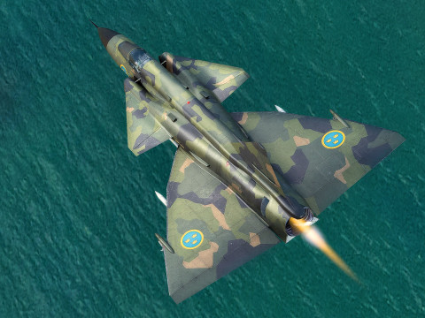 Saab 37 ViggenForest-High Quality Textures with Cocpit-Fully Rigged Modèle 3D