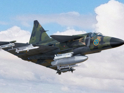 Saab 37 ViggenForest-High Quality Textures with Cocpit-Fully Rigged Modèle 3D
