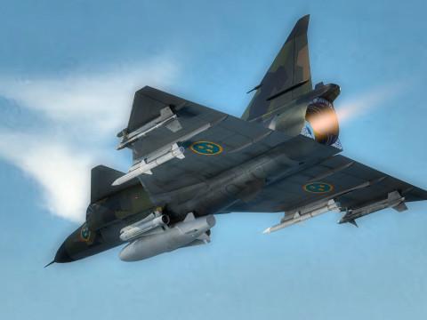 Saab 37 ViggenForest-High Quality Textures with Cocpit-Fully Rigged Modèle 3D
