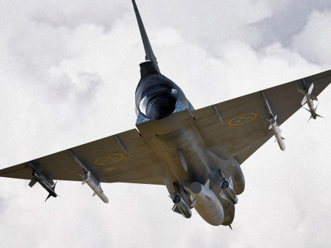 Saab 37 ViggenForest-High Quality Textures with Cocpit-Fully Rigged Modèle 3D