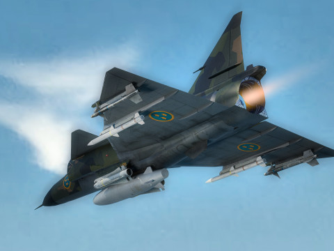 Saab 37 ViggenForest-High Quality Textures with Cocpit-Fully Rigged Modèle 3D