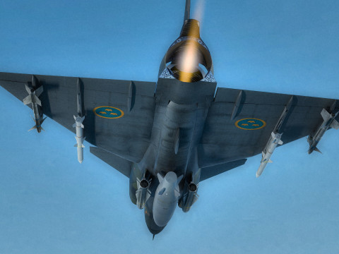 Saab 37 ViggenForest-High Quality Textures with Cocpit-Fully Rigged Modèle 3D