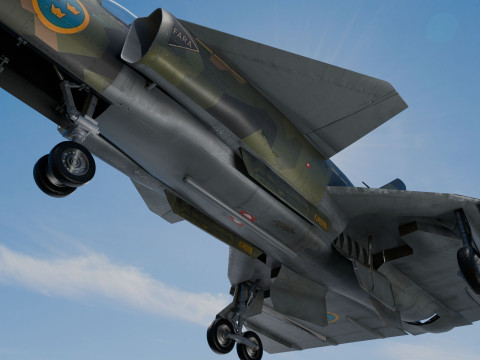 Saab 37 ViggenForest-High Quality Textures with Cocpit-Fully Rigged Modèle 3D