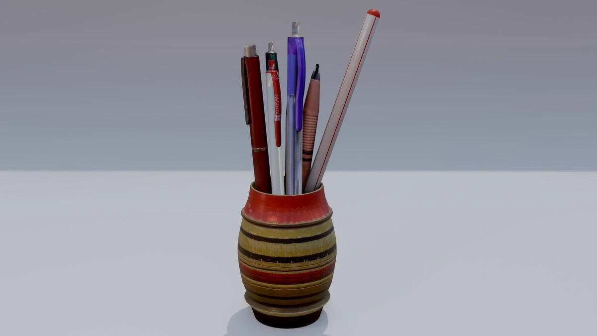 Pencil Case with Pencils 3D Model .c4d .max .obj .3ds .fbx .stl .blend 