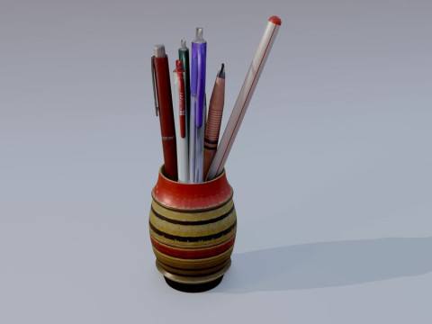 Pencil Case with Pencils Modello 3D
