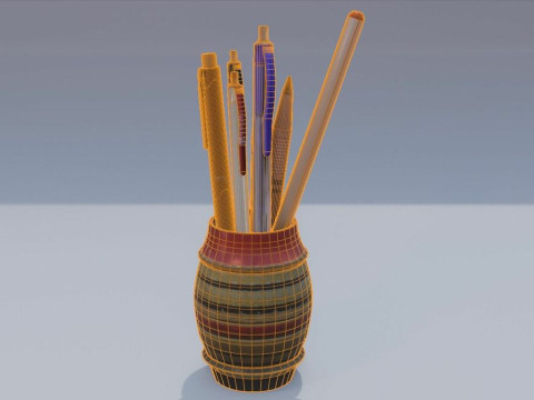 Pencil Case with Pencils Modello 3D