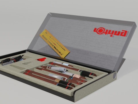 Pencil Case with Pencils Modèle 3D