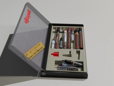 Pencil Case with Pencils 3D Model