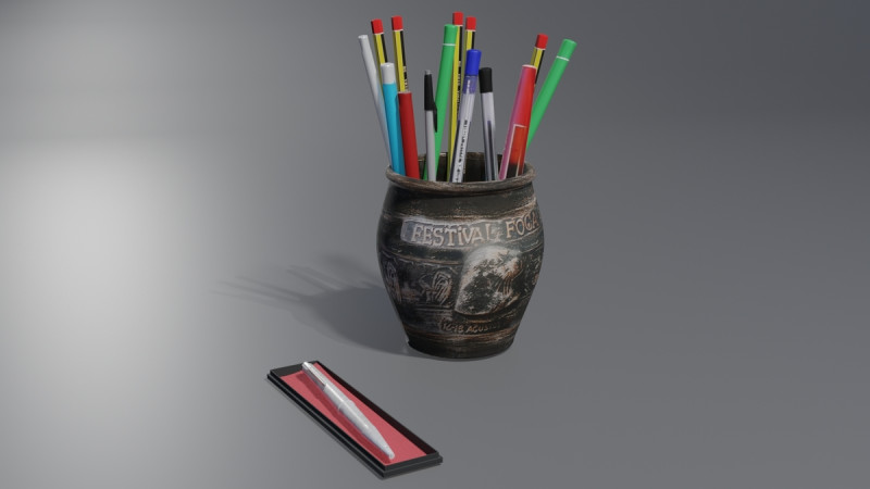 Pencil Case with Pencils 3D मॉडल .c4d .max .obj .3ds .fbx .stl .blend 