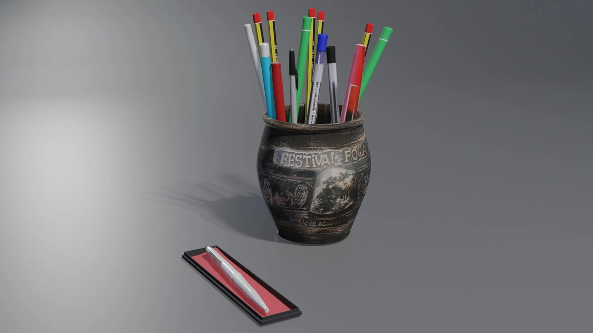 Pencil Case with Pencils 3D Model .c4d .max .obj .3ds .fbx .stl .blend 