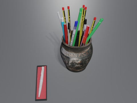 Pencil Case with Pencils 3D मॉडल