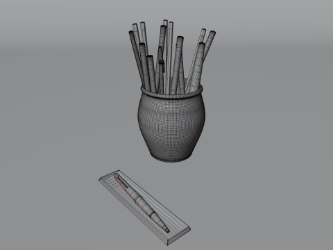 Pencil Case with Pencils 3D मॉडल