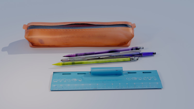 Pencil Case with Pencils 3D Модель .c4d .max .obj .3ds .fbx .stl .blend 