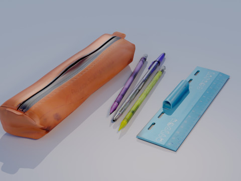 Pencil Case with Pencils 3D Модель