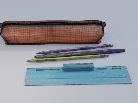 Pencil Case with Pencils 3D Модель