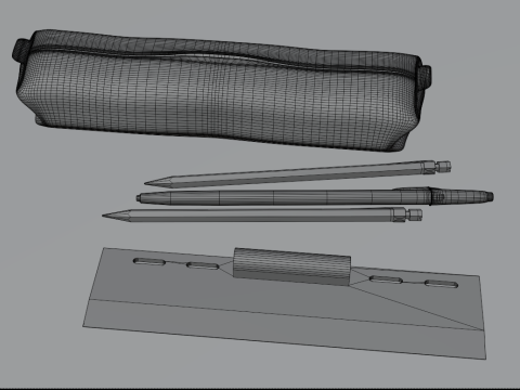 Pencil Case with Pencils 3D Модель