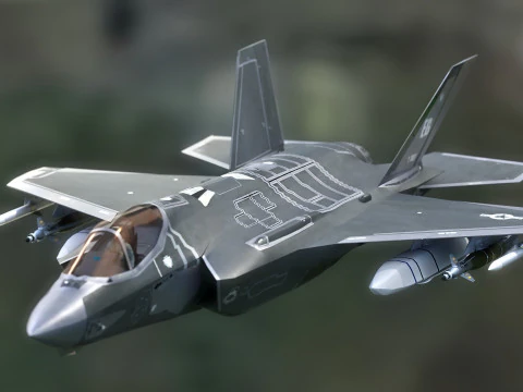F35A Lightning II &mdash; оснащенный &mdash; с кабиной высокого разрешения 3D Модель