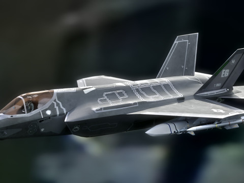 F35A Lightning II - Attrezzato - con cabina di pilotaggio ad alta risoluzione Modello 3D