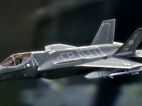 F35A Lightning II &mdash; оснащенный &mdash; с кабиной высокого разрешения 3D Модель