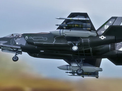 F35A Lightning II &mdash; оснащенный &mdash; с кабиной высокого разрешения 3D Модель