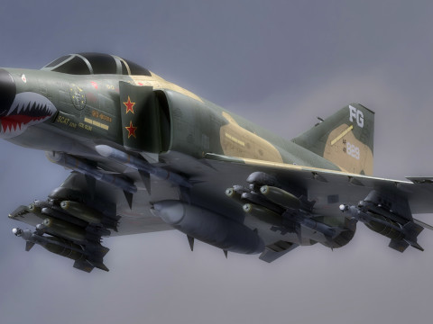 F4 Phantom 2 -Forest Texture-Fully Rigged-Changeble Decal -Texts 3D 모델