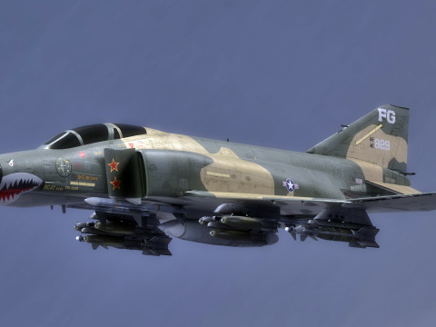 F4 Phantom 2 -Forest Texture-Fully Rigged-Changeble Decal -Texts Modelo 3D