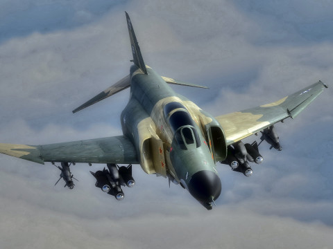 F4 Phantom 2 -Forest Texture-Fully Rigged-Changeble Decal -Texts Modelo 3D